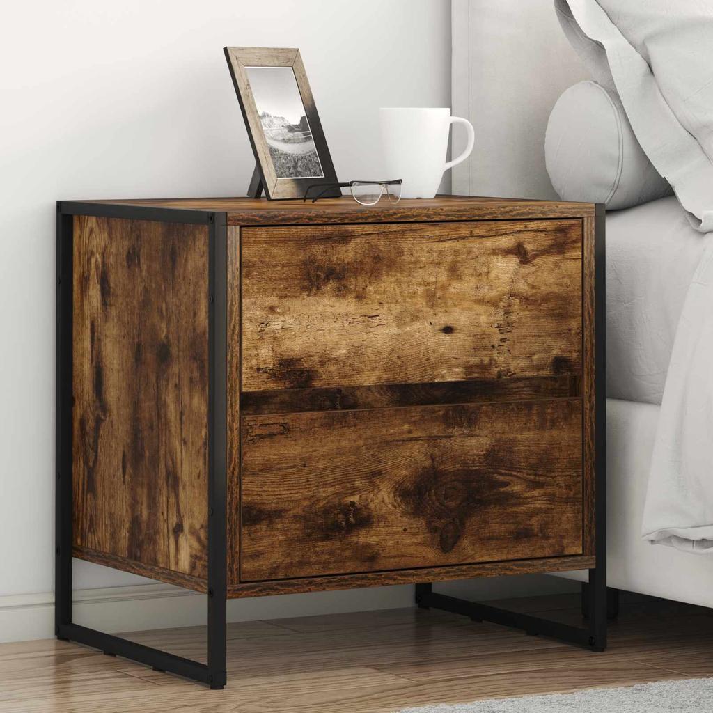 Nightstand Smoked Oak 50 x 39.5 x 50 cm Particleboard