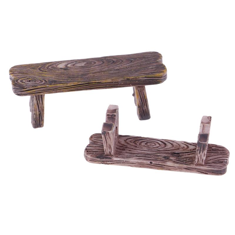2ks Mini dřevěné lavice Domácí ozdoby Figurky Diy Dekor do akvária/domku pro panenky