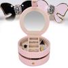 Jewelry Box PU Portable Multi Functional Jewelry Ring Earrings Storage Box Organizer(Pink )