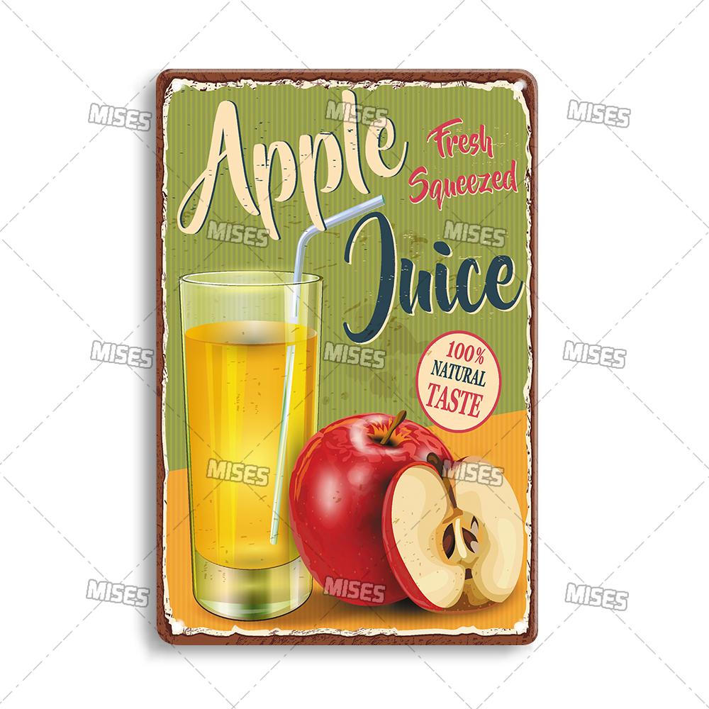 MISES Fruit And Vegetable Metal Poster Decorative Plate Kitchen Vintage Poster Home Bar Farm Industrial Decor Metal Tin Sign