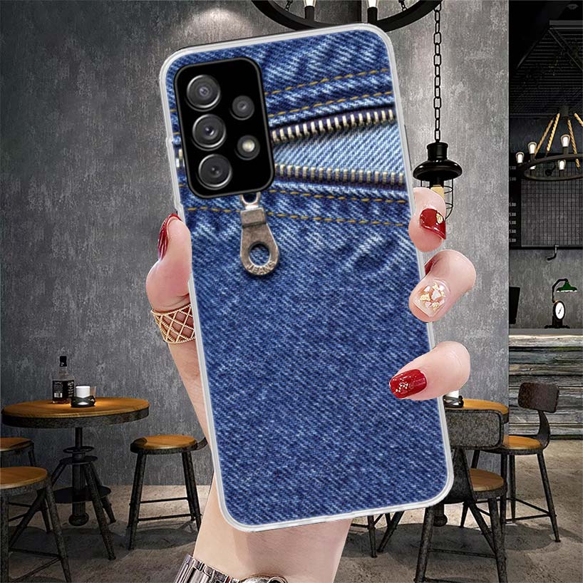 Jeans Cowboy Denim Printed Soft Phone Case For Samsung Galaxy A13 A14 A15 A16 A17 A53 A54 A55 A56 A57 A33 A34 A35 A36 A37 A23 A2