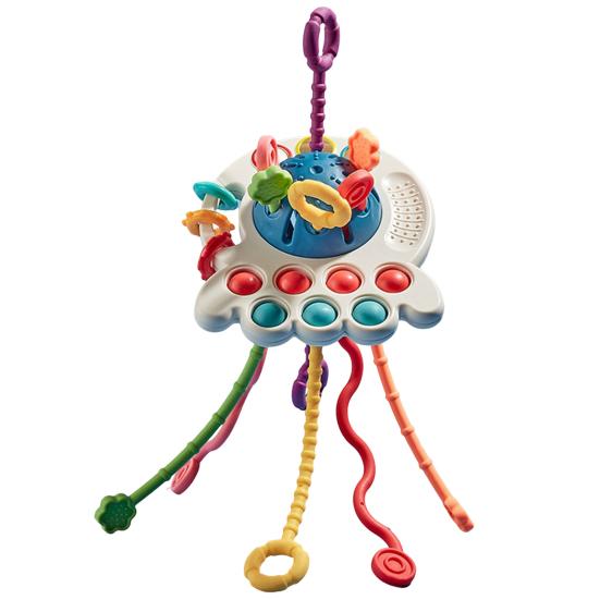 Baby Octopus Pull String Toy Toddlers Boys Girls Educational Learning Activity Fine Motors Grasping Skills Octopus Shape Fidget Sensory Toy