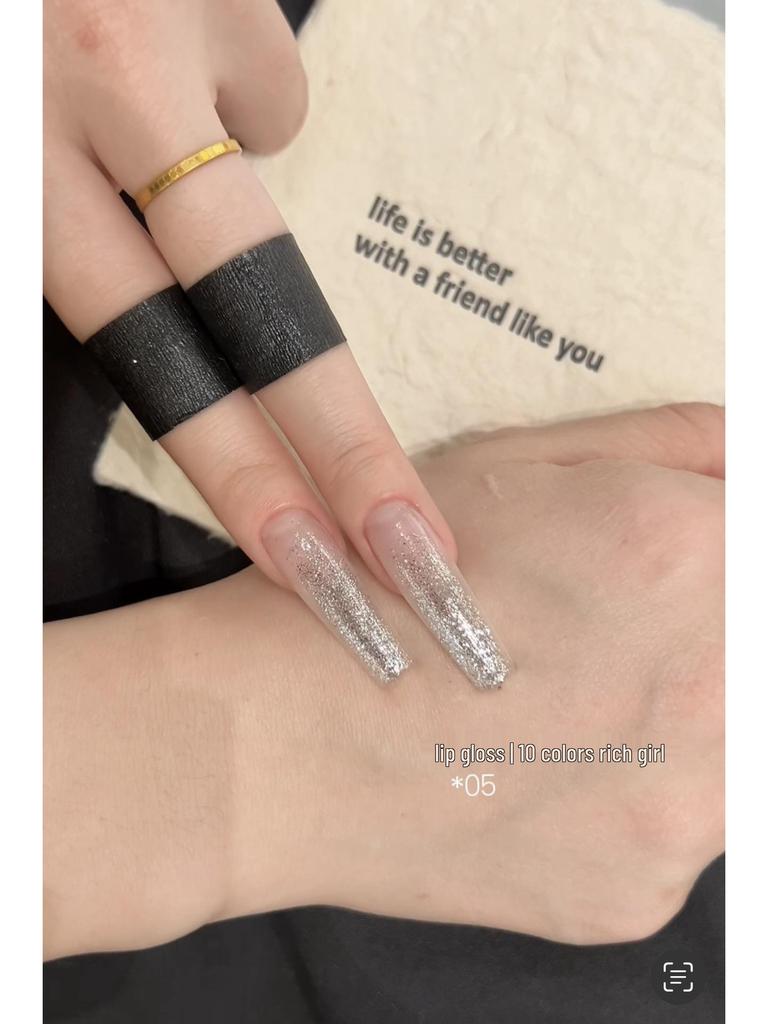 Rich Girl 10-Color Glitter Gel Nail Polish: Gold & Silver Ice Transparent Diamond Shine