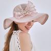 Big Eaves Sun Hat Women'S Summer Flower Rhinestone Sun Hat Seaside Cotton And Linen Beach Hat