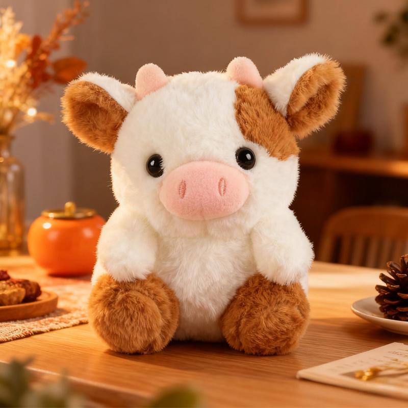 20cm Dairy Cow Plush Toys Super Soft Skin-friendly Animal Dolls Exquisite Desktop Decorative Items Birthday Gifts For Friends