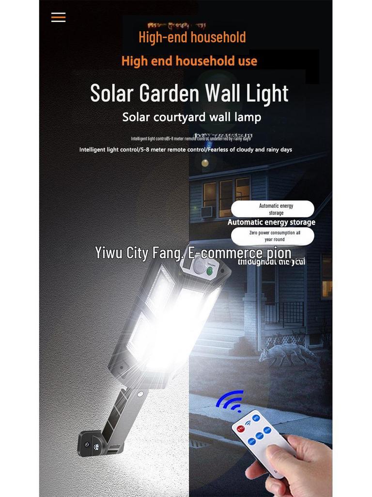 Remote-Control Solar Garden Wall Lights with Motion Sensor, 43 LED Outdoor Light-Control Street Lights.