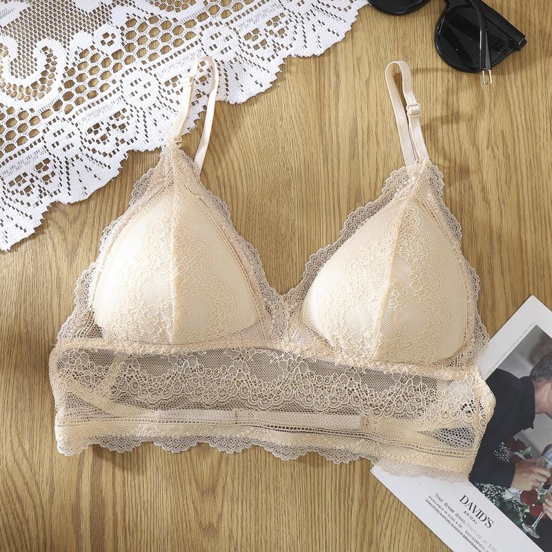 Low Back Bralette Ladies U Backless Invisible Lace Bra Polka Dot Mesh Ultra Thin Underwear Women Lingerie Tank Top Bras
