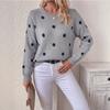 Women S Polka Dot Jacquard Knit Loose Long Sleeve Pullover Sweater