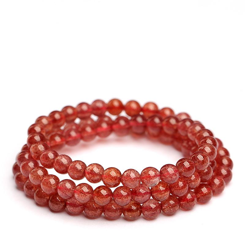 Hongchu Crystal Natural Starlight Strawberry Quartz Bead Bracelet Starlight Strawberry Crystal Multi-loop Bracelet