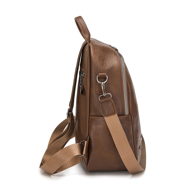 PU Backpack Women's Retro Dual-Use Shoulder Bag Large Capacity Travel Commuter Backpack