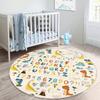 Letters Round Rug Alphabet Floor Carpet Train Non Slip Circle Rugs Animal Anti Slip Mat Beige Toddler Area Rugs for Kid's Room