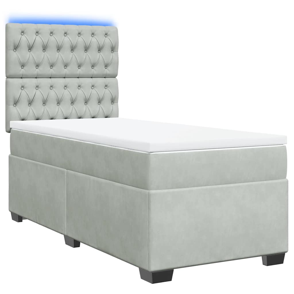 Vidaxl Continentale Bed met Matras, Lichtgrijs, Fluweel, 90x200 Cm