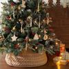 Beige Knitted Tree Collar, Farmhouse Twisted Flower Design. Perfect Holiday Desk Decor for a Merry Christmas! 