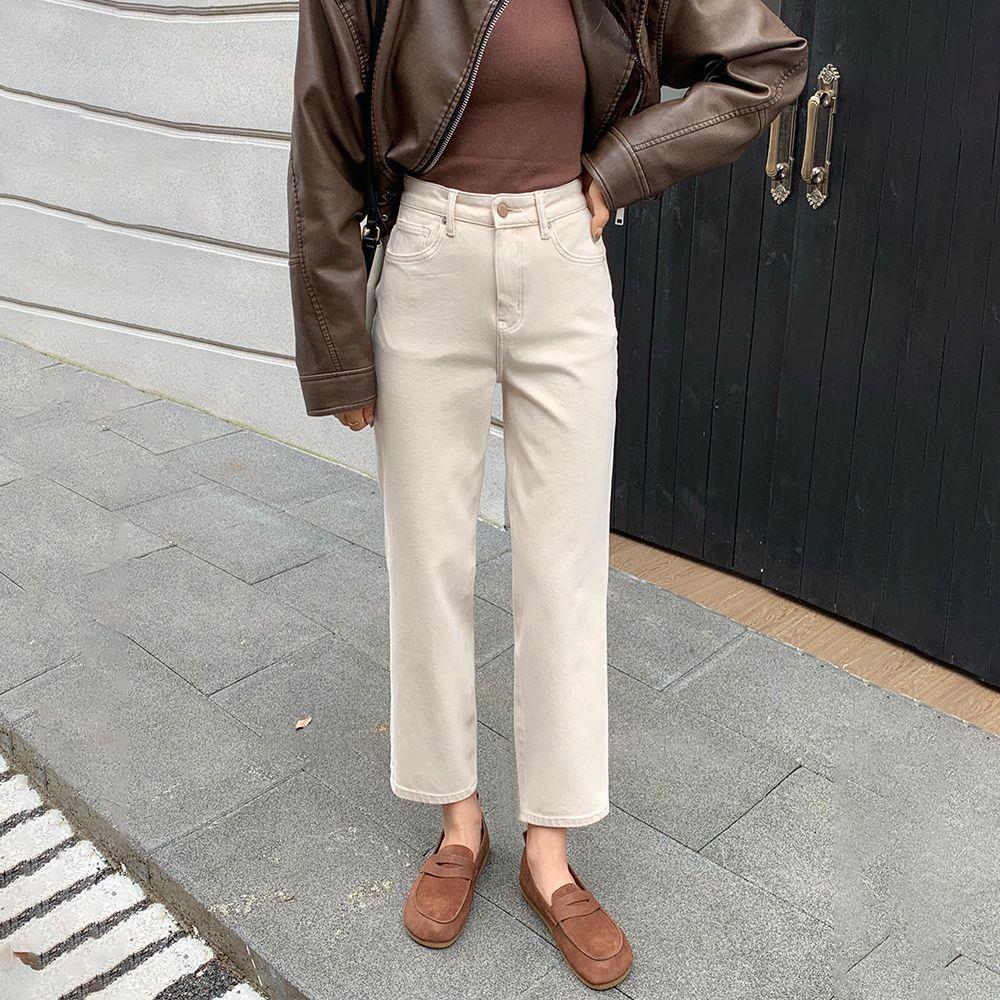 

Women s Apricot Velvet High Waist Slimming Cigarette Jeans - Autumn/Winter 2025 29
