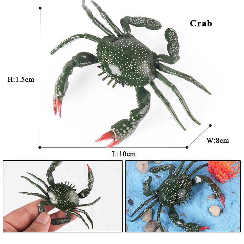 Oenux Simulation Ocean Sea Life Animals Model Lovely Crab Action Figures Toy Cake Toppers Collection Jouet Kids Education Gift