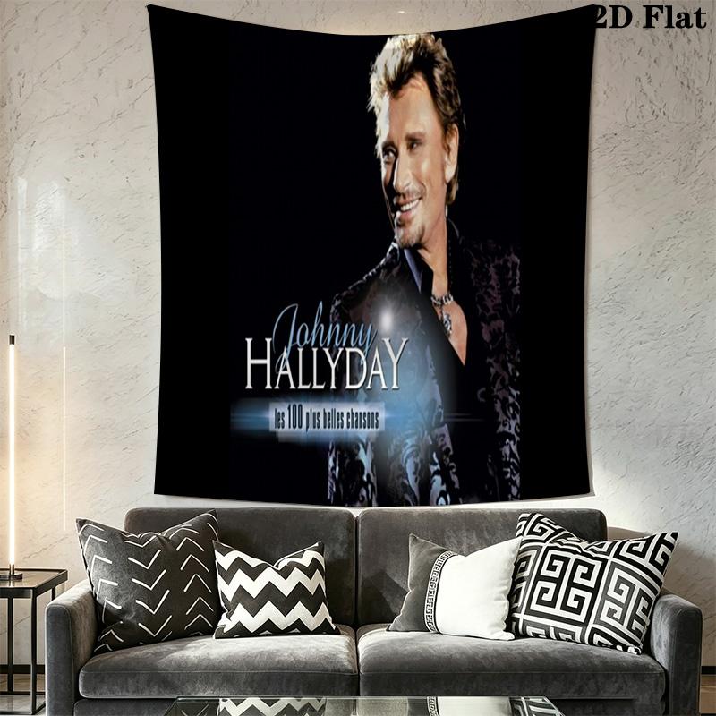 Johnny Hallyday Best Live Performances Tapestry Wallmounted Fashion Print Home Decor Background Wall Hanging Cloth Christmas Gift