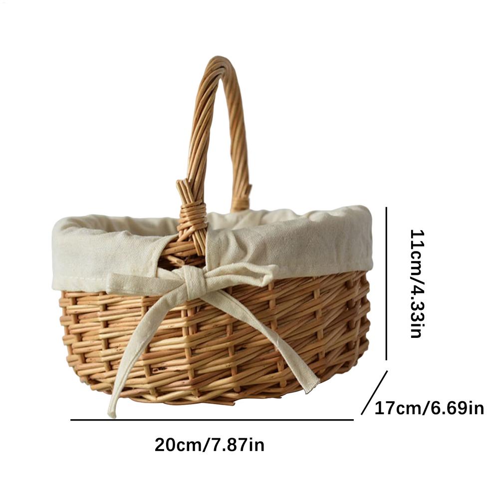 

Woven Basket with Handle Decorative Easter Storage Basket Stylish Food Baskets with Cloth Lining for Fruits Flowers Toys