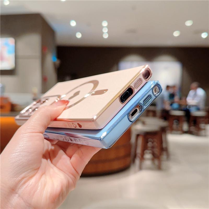 For Samsung Galaxy S25 S24 Ultra Luxury Magsafe Magnetic Cute Plating Frame Case For Samsung S21 S22 S23 Plus Protective Cover