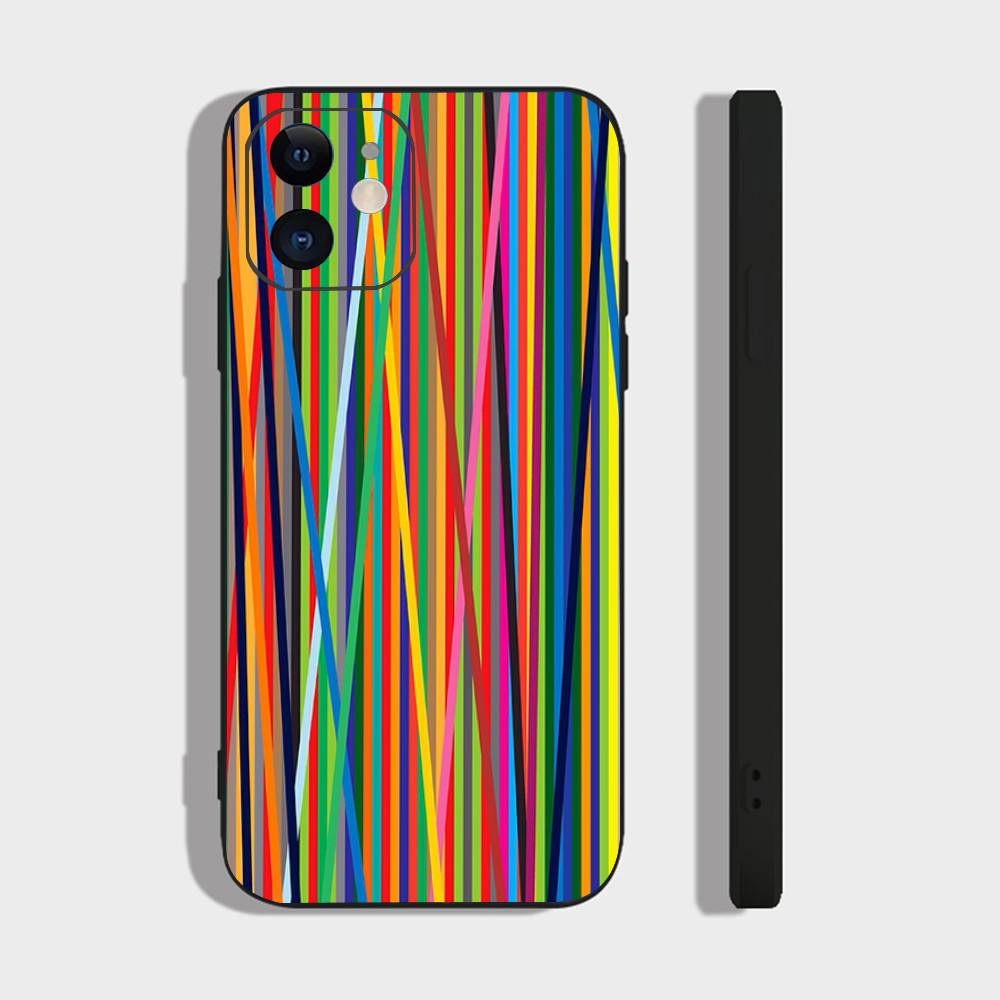 Rainbow Phone Case For IPhone 17 Air 16 15 14 13 Pro Max 11 12 Black Silicone Cover