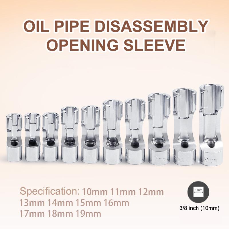 Diesel Injector Fuel Line Socket Wrench 10Mm-19Mm Open Oil Pipe Removal Sleeve Union Nut Socket Adapter Hand Tool