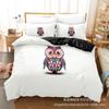 3D Digital Printing Bedding Four-Piece Set Three-Piece Set Owl Black Bed Sheet Quilt Pillow