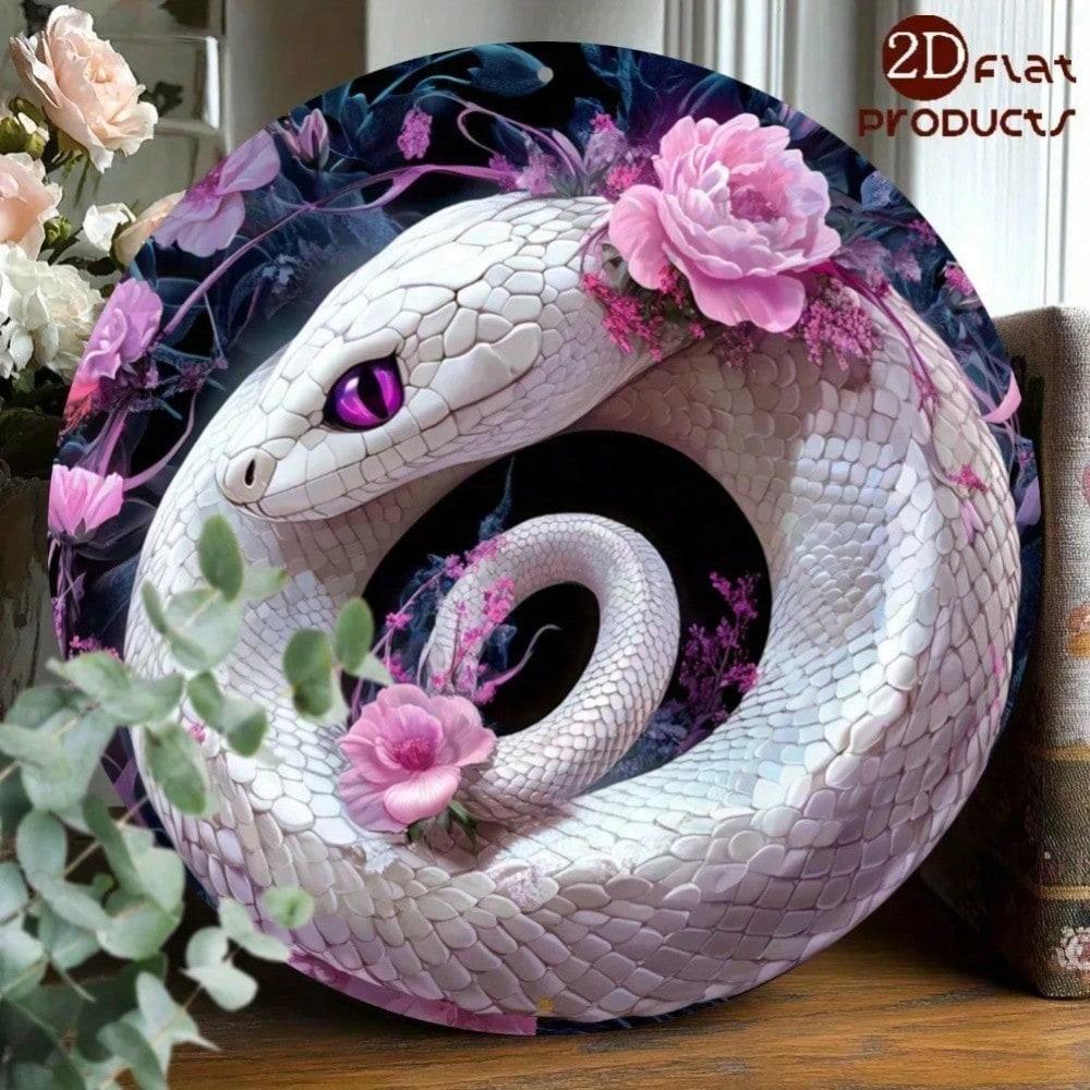 

Vintage Floral Snake Aluminum Wall Art, Pink Rose Metal Decor 8x8 Inch, No Power Hanging Sign for Bedroom Kitchen Living Room 20x20 разноцветный