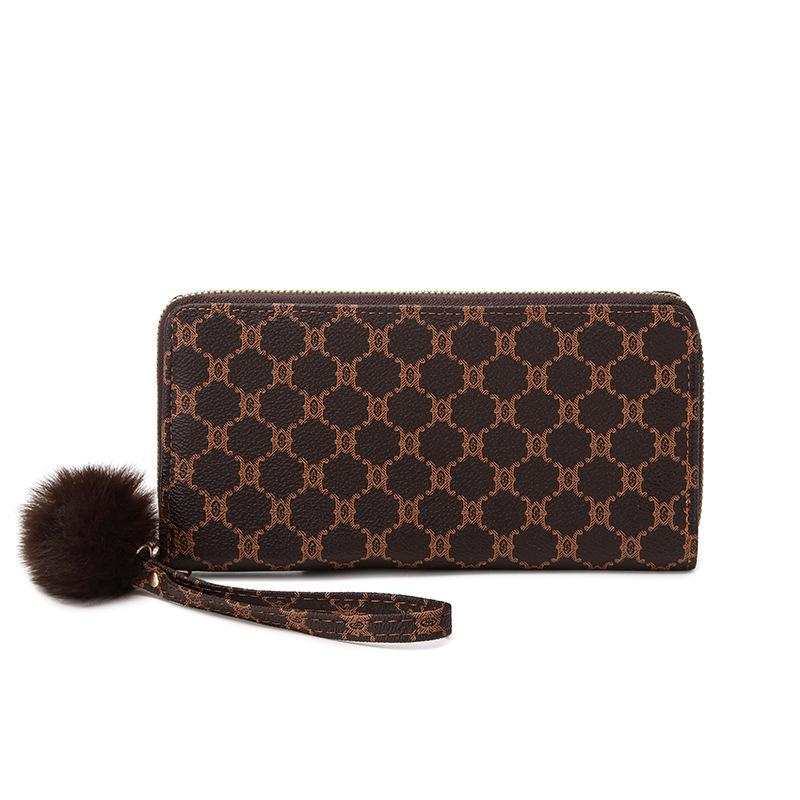 

Сумка из цветочного материала втрое, ручная сумка, новый женский кошелек, свежая и повседневная мелочь, красный конверт. кофейный