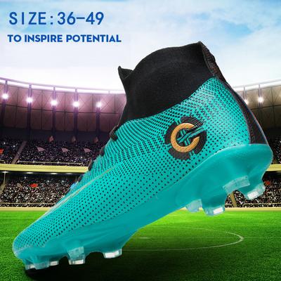 Taille 36-49 Absorption des chocs Antidérapant Respirant Confortable Chaussures de Football Montantes Chaussures de Sport Chaussures pour Enfants Chaussures pour Adultes