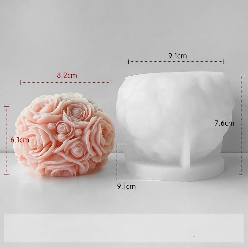 Flower Ball Mold Silicone Rose Ball Mold Aroma Candle Mold Aroma For Crafting Home Fragrance Romantic
