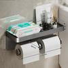 Wall-Mounted Two-In-One Toilet Paper Holder Space Aluminum Paper Towel Storage Rack Bathroom Mobile Phone Storage Rack