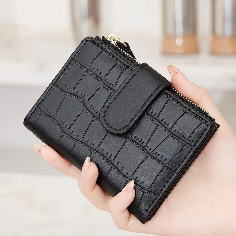 Korean Style Short Wallet Alligator Pattern Women's Wallet Ins Double Fold Wallet  Girl