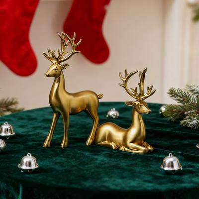 2/4 Stück Weihnachtsrentier Statue Stehend Sitzend Elch Silhouette Figur Hirsch Skulptur Heim Büro Schreibtisch Dekoration Ornament