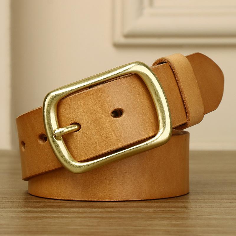 Vollnarbenleder Gürtel Herren Leder Primärfarbe Handgefertigt Glatte Dornschließe Erste Schicht Rindsleder Lazy Belt High-End Herren Gürtel