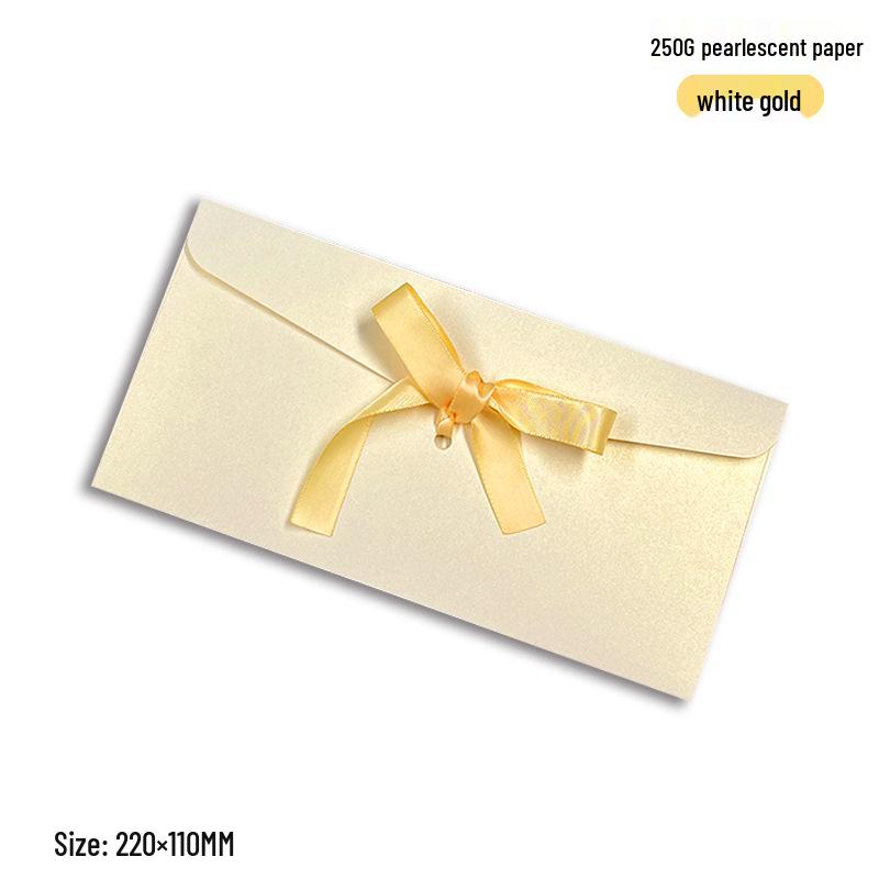 Ruban nacré Nœud Enveloppe Cadeau & Invitation avec Impression de Logo Personnalisé