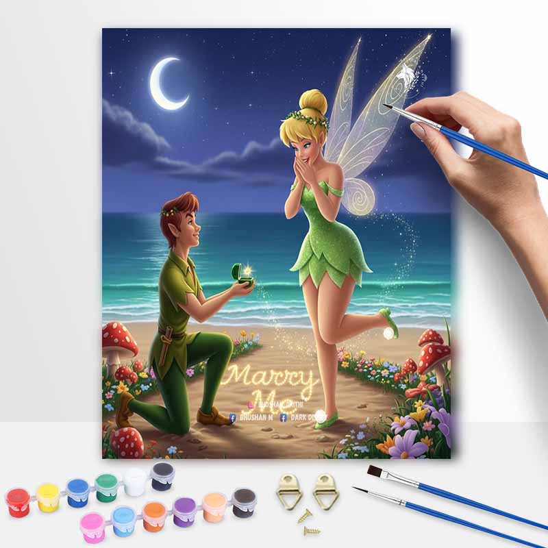 Disney DIY Painting Kit Peter Pan Tinker Bell Classic Style Home Decor Craft Gift Idea Romantic Moonlit Beach Proposal Art Sets Now