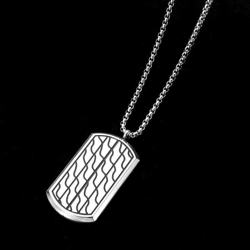 European and American New Military Brand Stripe Pendant Titanium Steel Necklace Men's Chain Jewelry