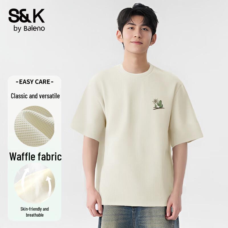 Baleno S&K Series Men's Waffle Knit Loose Fit Short Sleeve T-shirt