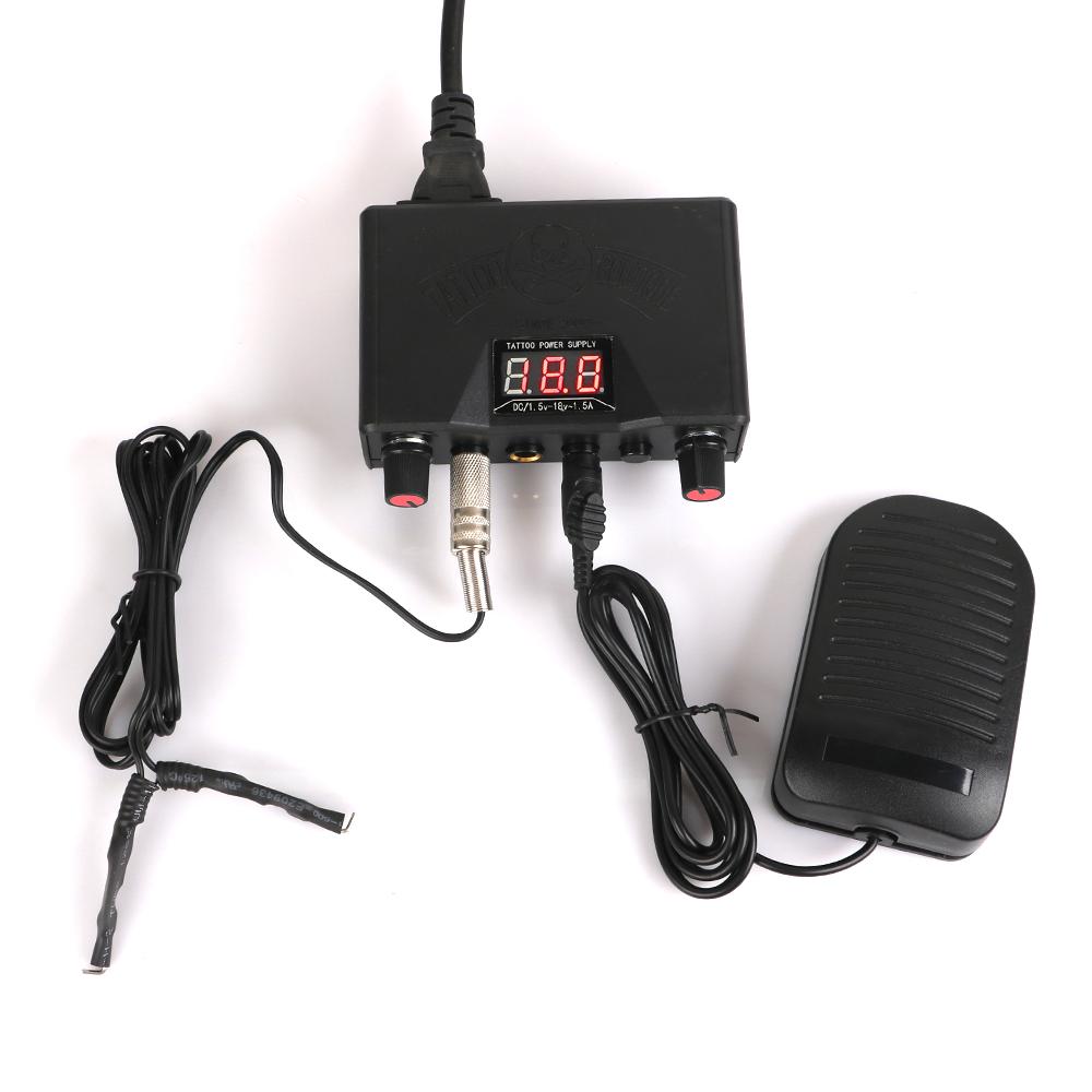 Mini-Tattoo-Netzteil-Set, schwarz, Fußschalter-Pedal-Set, ABS-Kunststoff, rutschfest, langlebig, stark, tragbar, 1,5 m Clip-Kabel