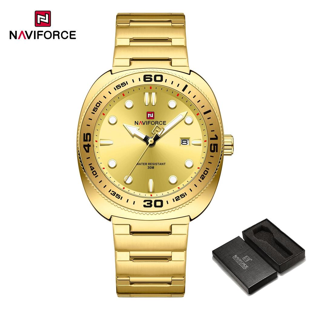 NAVIFORCE Men's Watch Quartz Calendar Luminous Pointer Stainless Steel Strap Waterproof Fashion Casual Watch NF9250