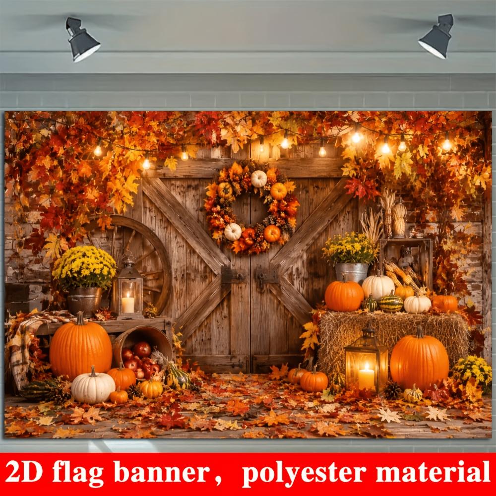 1 piece of 2D flag autumn harvest thanksgiving theme background including pumpkinszyc