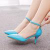 Plus Size Shoes for Women Summer Fashion PU Comfortable Buckle Strap Pointed Toe Sandals Party Evening Wedding Sandalias Mujer