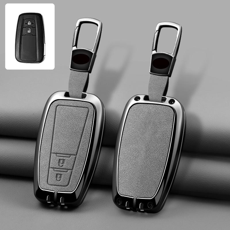 Zinc Alloy Leather Car Key Cover Housing Key Fob For Toyota Prius Camry Corolla C-Hr Chr Rav4 Land Cruiser Prado Key Fob