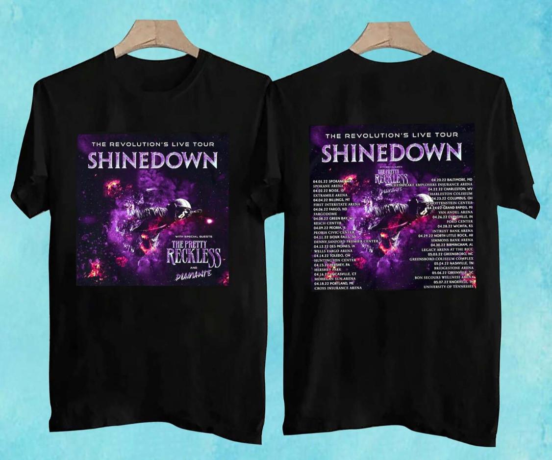 Shinedown The Revolutions Live Tour 2022 T-Shirt Mens Womens Tees Top, size S-4XL S