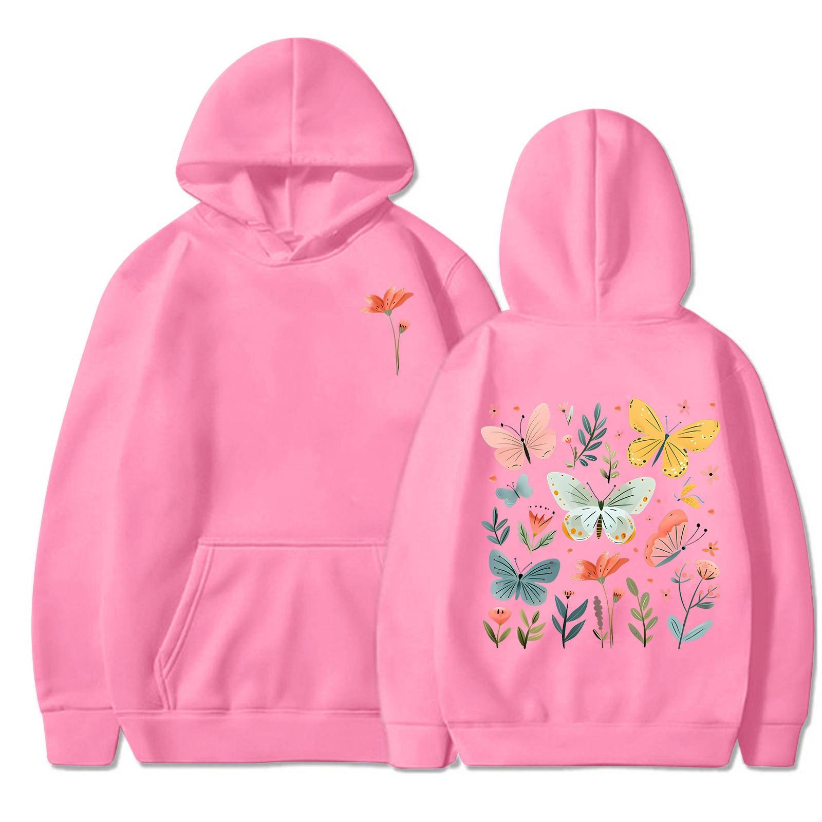 

Женская толстовка с круглым вырезом и длинными рукавами с цветочным принтом M розовый