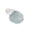 Aquamarine Rough Gemstone 925 Sterling Silver Jewelry Pendant 0.59"
