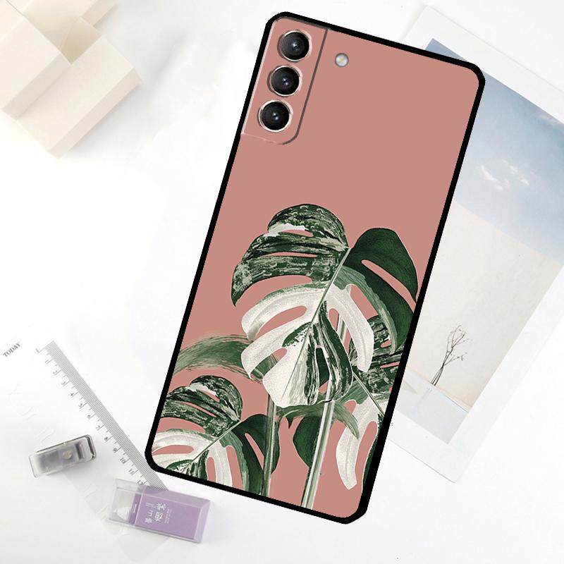 Leaves Monstera Green Phone Case For Samsung Galaxy S20 FE S21 S22 S23 S24 S25 S26 Ultra S10 S25 Plus S25 FE Cover