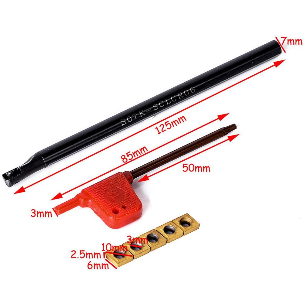 Boring Bar S07K-SCLCR06 with 5pcs CCMT060204 CCMT2(1.5) CNC Carbide Inserts