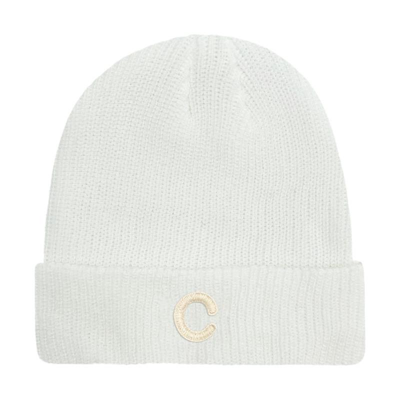 C Pattern Mens Knitted Hat Plain Solidcolor Windproof Cold Outdoor Winter Autumn