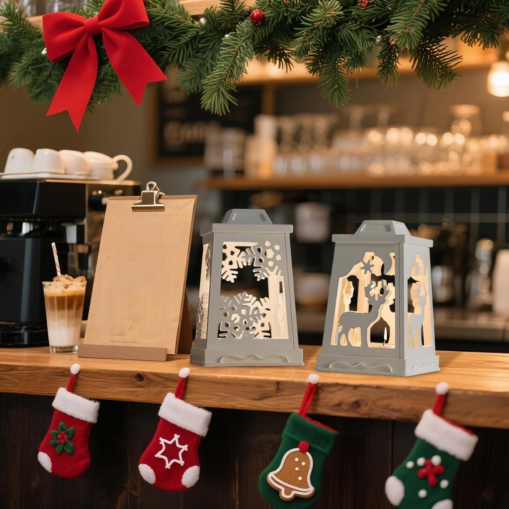 Christmas Lantern Silicone Mold Christmas Reindeer Snowflake Snowman Candle Making Moulds Christmas Candle Holder Gypsum Casting