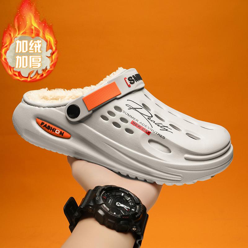 Fashion Winter Men Slippers Warm Furry Slippers Soft Indoor Bedroom Cotton Shoes EVA Fluff Slides Casual Comfortable Plush Clogs 38-45